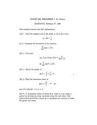 Midterm Exam 1 for Elementary Calculus I | MATH 220 - Docsity