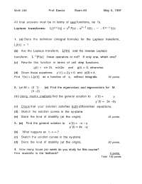Exam 3 | Differential Equations for Scientists and Engineers 1997 ...