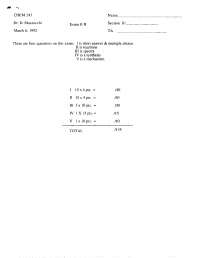 Exam 2 B with 4 Questions - Organic Chemistry II 1992 | CHEM 241 - Docsity