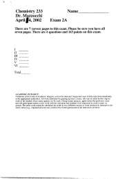 Exam 2A Questions - Organic Chemistry I | CHEM 231 - Docsity