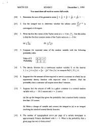 Exam 3 Questions - Elementary Calculus II | MATH 221 - Docsity