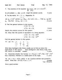 Final Exam for Applications of Linear Algebra | MATH 401 - Docsity