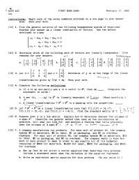 Vectors and Matrices - Midterm Exam | MATH 400 - Docsity