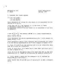 8 Problems on Introduction to Linear Algebra - Final Examination | MATH ...