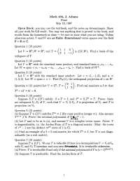 Practice Final Exam - Linear Algebra - Fall 1997 | MATH 405 - Docsity