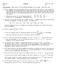 Exam 2 with 8 Questions - Elementary Calculus I | MATH 221 - Docsity
