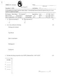 Hour Exam 4 - General Chemistry I | CHEM 103 - Docsity