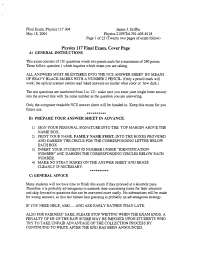 Final Exam | Introduction to Physics - Fall 2004 | PHYS 117 - Docsity