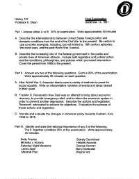 Final Examination Questions for History United States Since 1865 | HIST ...