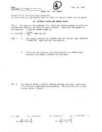 Exam 1 with Unsolved Problems - Elementary Mathematical Models | MATH ...