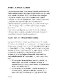 TEMA 1 EL MERCAT DE CANVIS Les persones de diferents païs