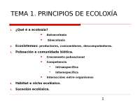 Principios de Ecoloxía: Concepto, Ecosistemas, Población y Competencia - Prof. Seijo