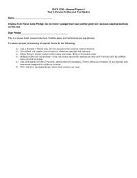 Test 2 Version A Answers - General Physics | PHYS 2205 - Docsity