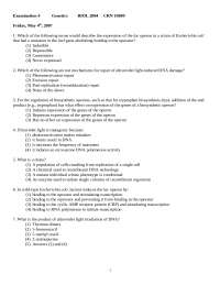 Exam 4 Questions - Genetics - Fall 2004 | BIOL 2004 - Docsity