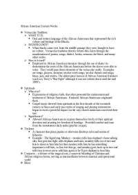 Introduction to African American Literature - Exam Study Guide | ENGL 1674