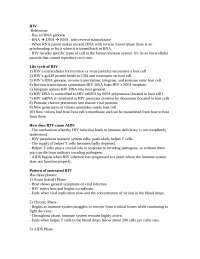 Life Cycle of the Human Immuno Virus - Exam 1 | BIOL 2704 - Docsity