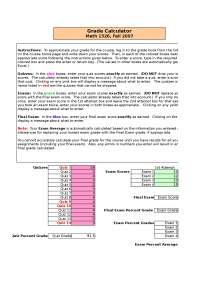 Grade Calculator - Calculus with Matrices | MATH 1526 - Docsity