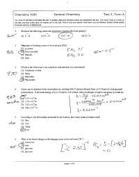 General Chemistry test with answers | CHEM 1035 - Docsity