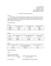 Acid Base Titrations - Lab Experiment 7 | CHEM 1035 - Docsity