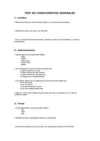 Prueba de Conocimientos Generales: Jurídica, Administración, Fiscal, Geografía, Historia, 