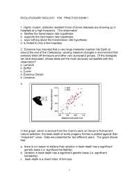 Practice Exam 1 - Evolutionary Biology - Fall 2008 | BIOL 2704 | Exams ...