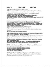 9 Questions in Introduction to Probability - Final Exam | MATH 111 ...