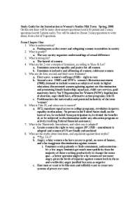 Study Guide for Exam - Introduction Women and Gender Studies | WS 1824