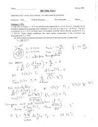 Test 1 Solutions - Heat and Mass Transfer | ME 3304 - Docsity