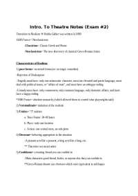 Introduction to Theatre - Exam 2 Study Guide | TA 2014