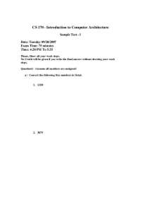 Exam 1 for Practice - Introduction to Computer Architecture I | CS 170