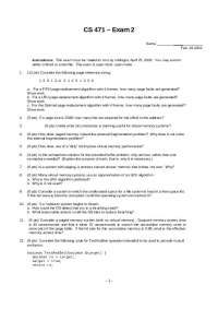 15 Problems for Old Exam 2 - Operating Systems | CS 471