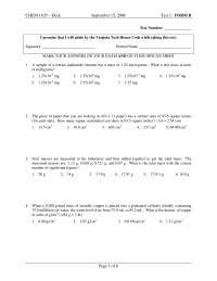 General Chemistry - Test1, Form B | CHEM 1035 - Docsity