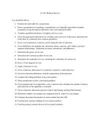 Midterm Exam Review Sheet - Discrete Structures | CS 381 - Docsity