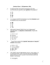 Exam 1 with Solution for Genetics | BIOL 2004 | Exams Genetics - Docsity