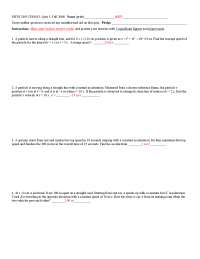 Quiz 3 with Solution - Foundation of Physics I | PHYS 2305 - Docsity
