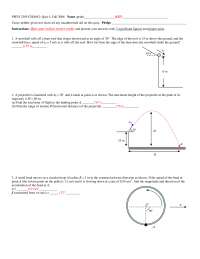 Foundations of Physics I - 3 Numerical Questions | PHYS 2305 - Docsity