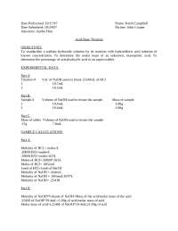 Acid-Base Titration Lab - General Chemistry Laboratory Manual | CHEM ...