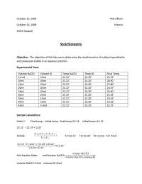Lab Practice 6 - Stoichiometry - General Chemistry Lab | CHEM 1045 ...