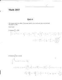 A Typical Quiz - Calculus with Trigonometry II | MATH 2015 - Docsity