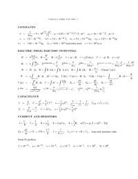 Foundations of Physics I Formula Sheet for Test 2 | PHYS 2306 - Docsity
