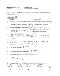 Exam 2 Answer Key - Organic Chemistry | CHEM 2535 - Docsity