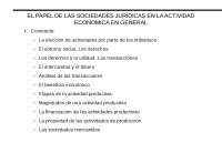 Función de sociedades jurídicas en actividad económica: derechos, elección de actividades 
