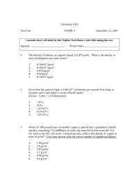 General Chemistry - Practice Exam 1 Form A | CHEM 1035 - Docsity