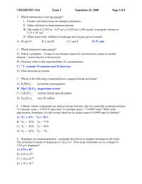 General Chemistry - Exam 1 Solutions - Fall 2008 | CHEM 1111 - Docsity
