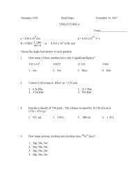 Final Exam with Answer Key - General Chemistry | CHEM 1035 - Docsity