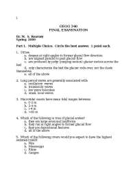 Practice Final - Geomorphology | GEOG 340