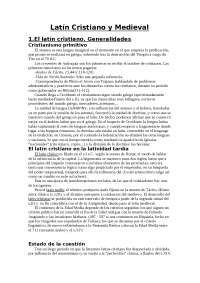 Latín Cristiano y Medieval 1.El latín cristiano. Generalidades