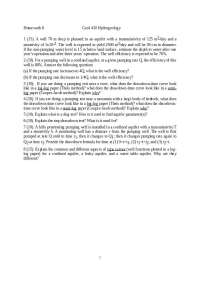 Homework Six Questions for Hydrogeology | GEOL 410