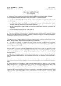 Problems with Solutions - Money and Banking | ECON 310