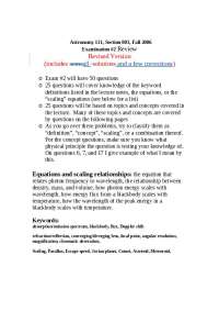 Examination 2 Review - Introductory Astronomy: Solar System | ASTR 111